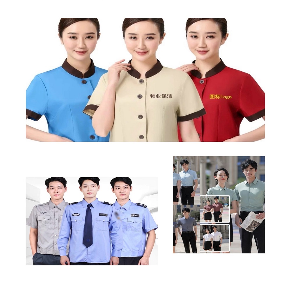 物业服装定制 小区阿姨工作服 短袖保洁服 纯棉凉爽透气物业服 