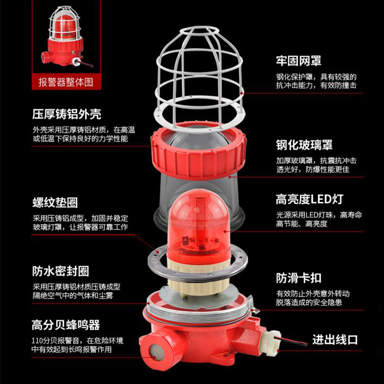 YS-BBJ-8W防爆声光报警信号器 通电报警 颜色可选